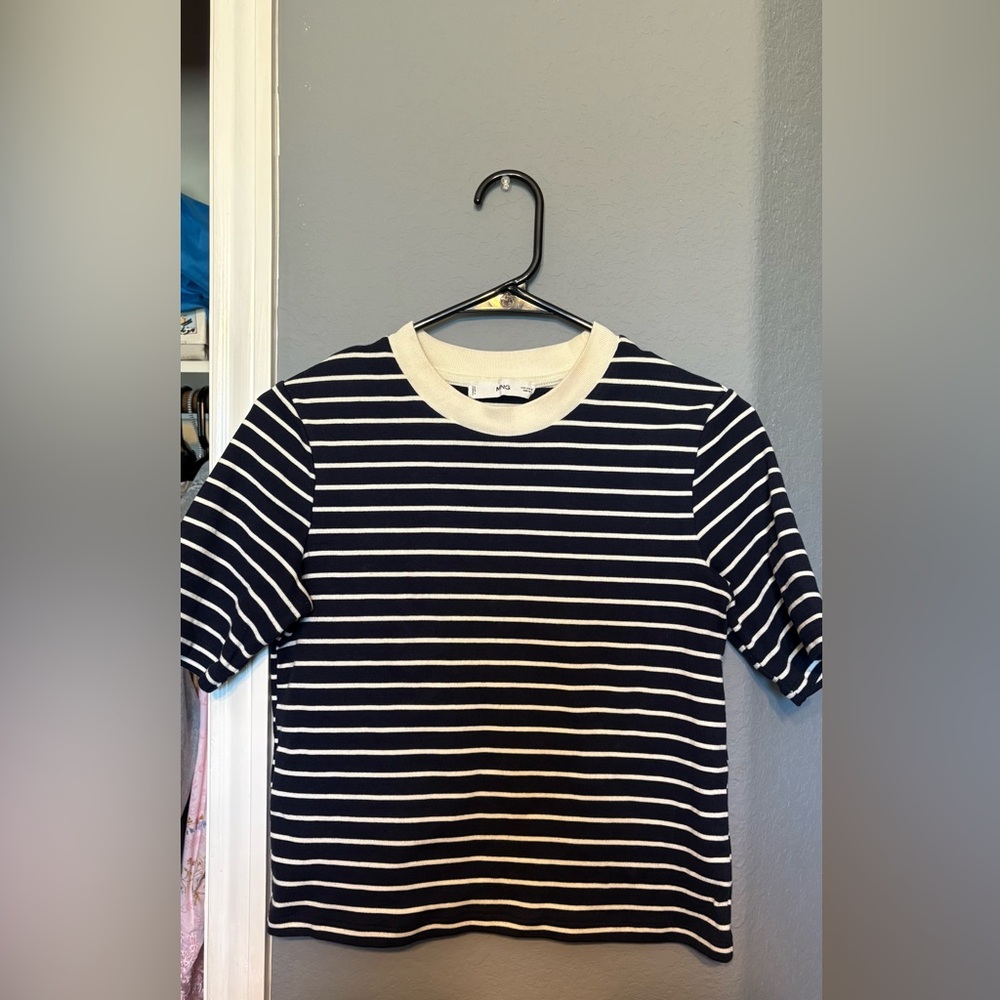 Mango Cream and Navy Striped Top